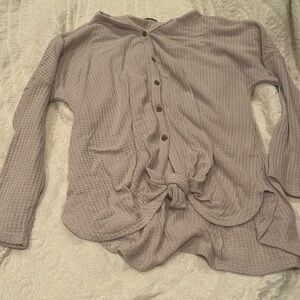 Knot front waffle lounge shirt